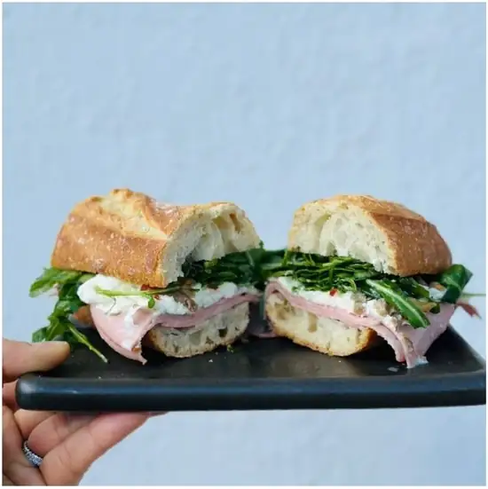 Prosciutto and burrata sandwich on sourdough